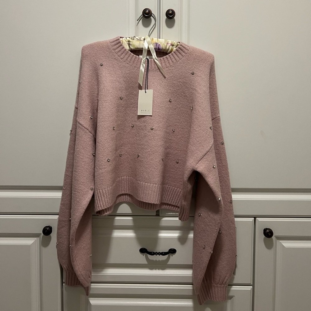 NWT Mable Ultra Soft Rhinestone Bell Sleeve Sweater Size M - Picture 4 of 5